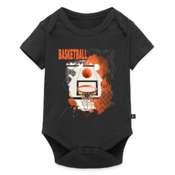 Basketball Basketballer Korb Dunking Sport Vintage - Baby Premium Kurzarmbody - Schwarz - Vorne