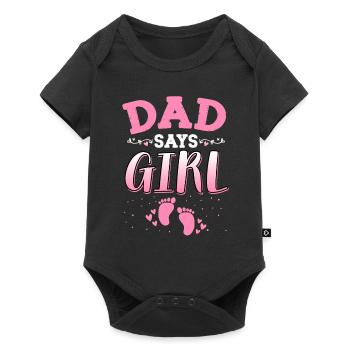 Papa sagt, dass das Geschlecht des Mädchens das neugeborene Mädchen Baby enthüllt - Baby Premium Kurzarmbody - Schwarz - Vorne