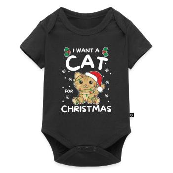 I want a cat for Christmas cute cats - Baby Premium short-sleeve bodysuit - black - Front