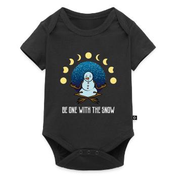 Schneemann meditiert in der Lotus Position Winter - Baby Premium Kurzarmbody - Schwarz - Vorne