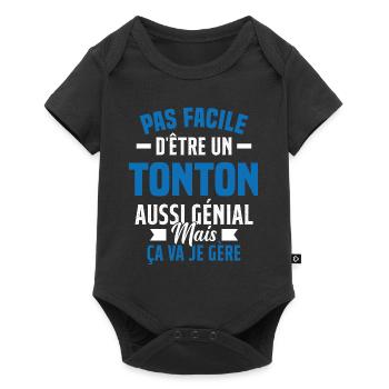 tonton génial cadeau humour tonton - Body à manches courtes Premium Bébé - noir - Devant