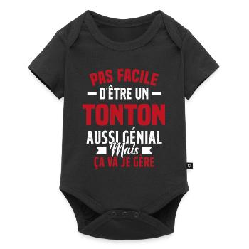 tonton génial cadeau humour tonton - Body à manches courtes Premium Bébé - noir - Devant