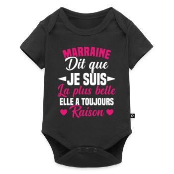 marraine dit que je suis la plus belle cadeau - Body à manches courtes Premium Bébé - noir - Devant