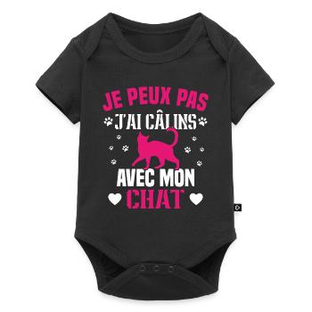 je peux pas j'ai câlins avec mon chat Cadeau - Body à manches courtes Premium Bébé - noir - Devant