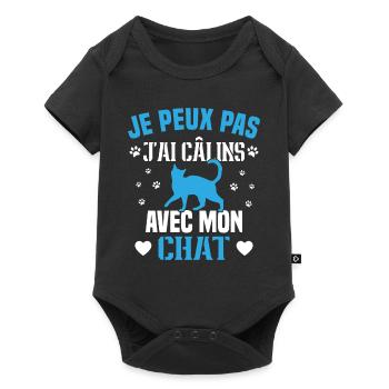 je peux pas j'ai câlins avec mon chat Cadeau - Body à manches courtes Premium Bébé - noir - Devant