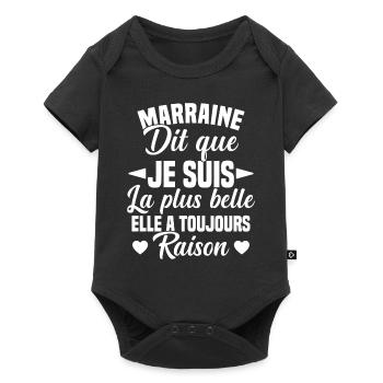 marraine dit que je suis la plus belle cadeau - Body à manches courtes Premium Bébé - noir - Devant