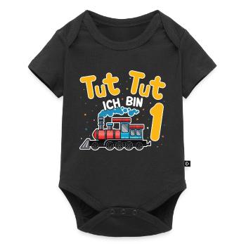1. Geburtstag, 1 Jahr Züge Lok Kids, Boy Junge Zug - Baby Premium Kurzarmbody - Schwarz - Vorne