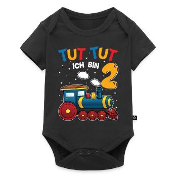 2. Geburtstag, 2 Jahre Züge! Kids, Boy Junge Zug - Baby Premium Kurzarmbody - Schwarz - Vorne