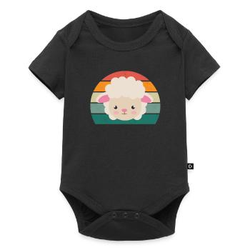 Sheep Flock of sheep Goats Goats Lamb Sheep wool - Baby Premium short-sleeve bodysuit - black - Front