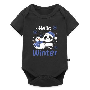Panda Hello Winter snowman snow - Baby Premium short-sleeve bodysuit - black - Front