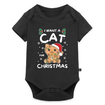 I want a cat for Christmas cute cats - Baby Premium short-sleeve bodysuit - black - Front