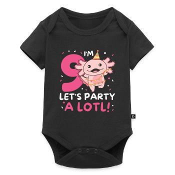 9ème anniversaire Axolotl neuf ans doux Axolotls - Body à manches courtes Premium Bébé - noir - Devant