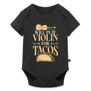 Violin Violinist Taco Will Play - Baby Premium Kurzarmbody - Schwarz - Vorne