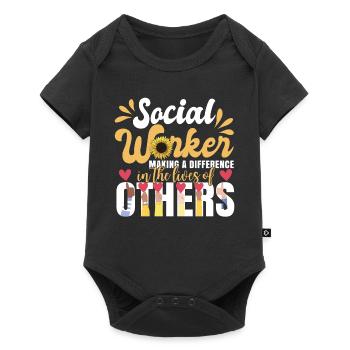 Sozialarbeiterin Sonnenblume - Baby Premium Kurzarmbody - Schwarz - Vorne
