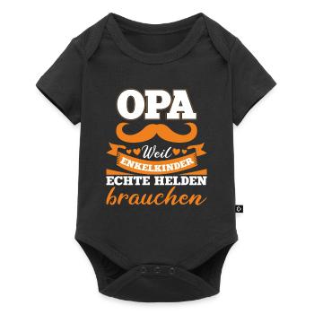 Opa Weil Enkelkinder Echte Helden Brauchen - Baby Premium Kurzarmbody - Schwarz - Vorne