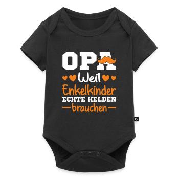 Großvater Opa Weil Enkelkinder Echte Helden - Baby Premium Kurzarmbody - Schwarz - Vorne
