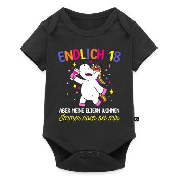Endlich 18 Aber Meine Eltern Wohnen Immer Noch Bei - Baby Premium Kurzarmbody - Schwarz - Vorne