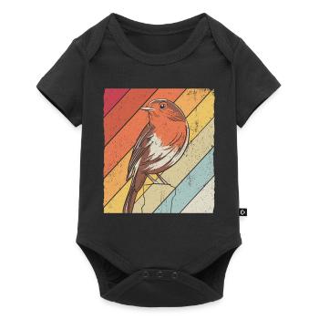 Rotkehlchen Vogelfreund Vogelfan Vintage Natur Lie - Baby Premium Kurzarmbody - Schwarz - Vorne