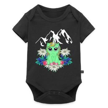 Einhorn Flora Alpen Gebirge Horn Gipfel Frühling - Baby Premium Kurzarmbody - Schwarz - Vorne