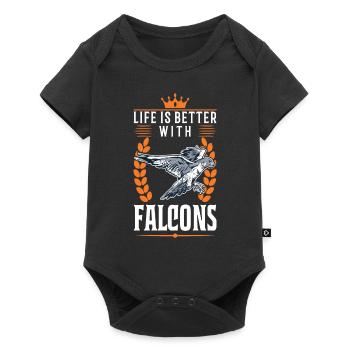 La vie est meilleure avec Falken Falkner - Body à manches courtes Premium Bébé - noir - Devant