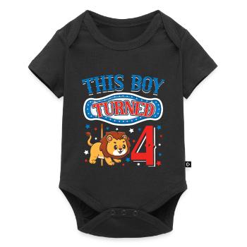 Carousel Birthday Party Lion This Boy Turned 4 - Baby Premium short-sleeve bodysuit - black - Front