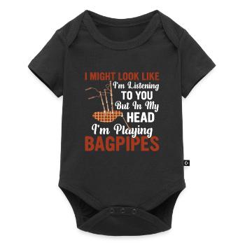 I Might Look Like I'm Listening Bagpipe Scotsman B - Baby Premium Kurzarmbody - Schwarz - Vorne