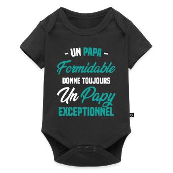 Papa Formidable Donne Toujours Papy Exceptionnel - Body à manches courtes Premium Bébé - noir - Devant