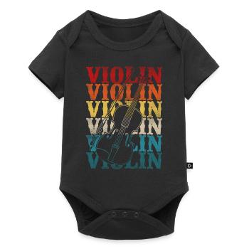 Violon Violoniste Rétro Vintage - Body à manches courtes Premium Bébé - noir - Devant