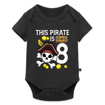 Skeleton This Pirate Is 8th Pirate Birthday - Baby Premium short-sleeve bodysuit - black - Front