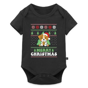 Joyeux Noël rétro moche Noël Jack Russell - Body à manches courtes Premium Bébé - noir - Devant