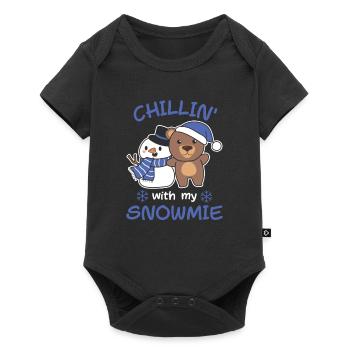 Bear Chillin with my snowmie snowman - Baby Premium short-sleeve bodysuit - black - Front