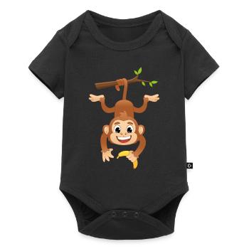 Monkey on branch with banana / Funny monkey / Animals - Baby Premium short-sleeve bodysuit - black - Front