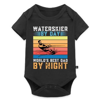 Water skiers by day World's best father at night - Baby Premium short-sleeve bodysuit - black - Front