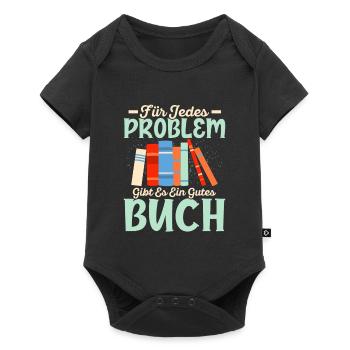 Für jedes Problem gibt es ein gutes Buch Lesen Lit - Baby Premium Kurzarmbody - Schwarz - Vorne