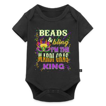Perles et Bling Je suis le roi du Mardi Gras - Body à manches courtes Premium Bébé - noir - Devant