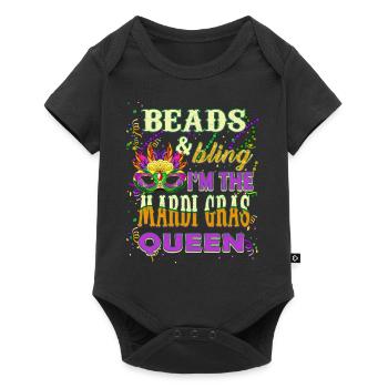 Perles et Bling Je suis la reine du Mardi Gras - Body à manches courtes Premium Bébé - noir - Devant