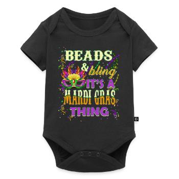 Perles et Bling C’est une chose de Mardi Gras - Body à manches courtes Premium Bébé - noir - Devant