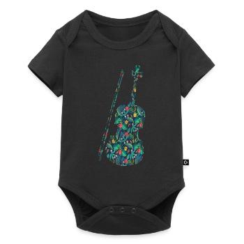 Violin Violinist Tropical Flower - Baby Premium short-sleeve bodysuit - black - Front