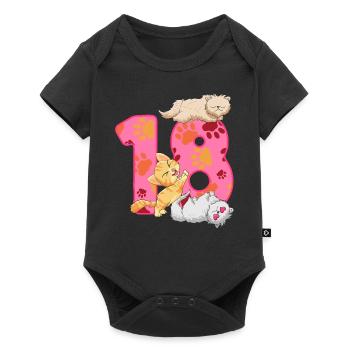 Chaton de 18e anniversaire | Chemise d’anniversaire de chat - Body à manches courtes Premium Bébé - noir - Devant