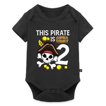 Skeleton This Pirate Is 2nd Pirate Birthday - Baby Premium short-sleeve bodysuit - black - Front