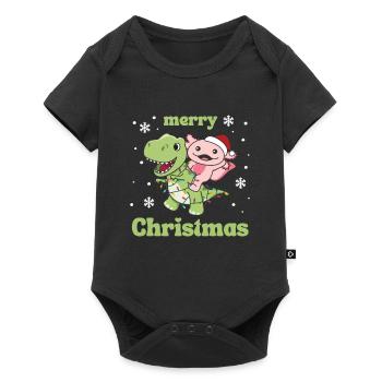 Axolotl Trex Christmas Snow Winter Animals - Baby Premium short-sleeve bodysuit - black - Front