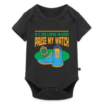 Lustiges Marathon Läufer Laufen Cross Country - Baby Premium Kurzarmbody - Schwarz - Vorne