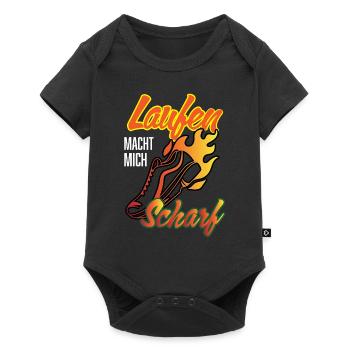 Lustiges Marathon Läufer Laufen Cross Country - Baby Premium Kurzarmbody - Schwarz - Vorne