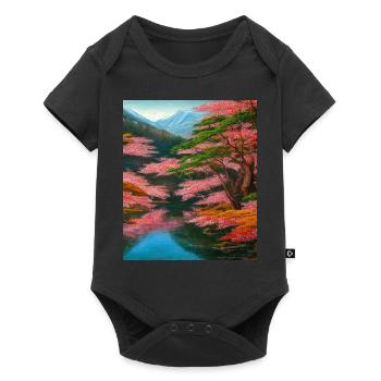 Haruno Japanese Cherry Blossom Illustration Japan - Baby Premium short-sleeve bodysuit - black - Front