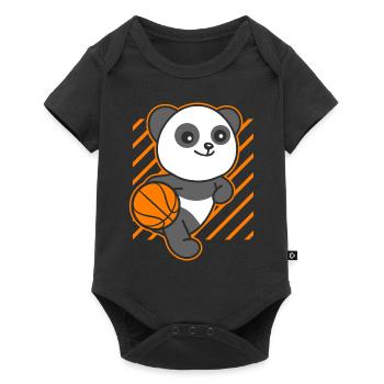 Panda Basketball Kind - Baby Premium Kurzarmbody - Schwarz - Vorne