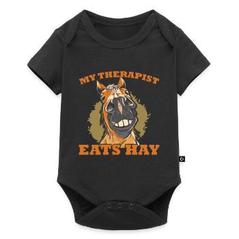 Horse Lover Horse Girl My Therapist Eats Hay - Baby Premium Kurzarmbody - Schwarz - Vorne
