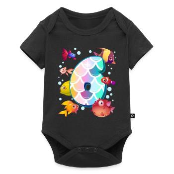 6th birthday | Rainbow Fish Birthday | - Baby Premium short-sleeve bodysuit - black - Front