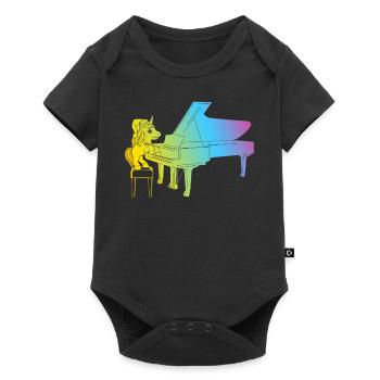 Unicorn Piano Player - Funny Piano Player Unicorn - Baby Premium short-sleeve bodysuit - black - Front