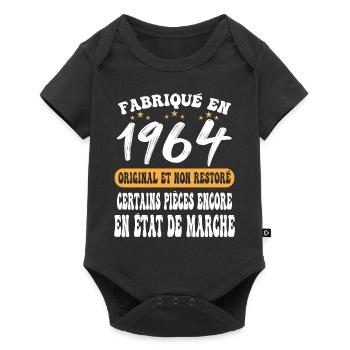 1964 anniversaire année de naissance cadeau humour - Body à manches courtes Premium Bébé - noir - Devant