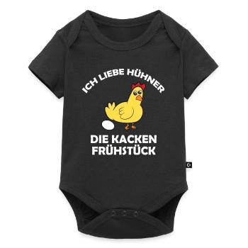 Ich liebe Hühner, die kacken Frühstück - Baby Premium Kurzarmbody - Schwarz - Vorne